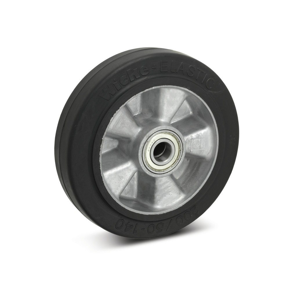 Illustration du produit: Roue en caoutchouc plein élastique Wicke, roulement à billes rainuré, Ø x l 100 x 40 mm, capacité de charge 180 kg