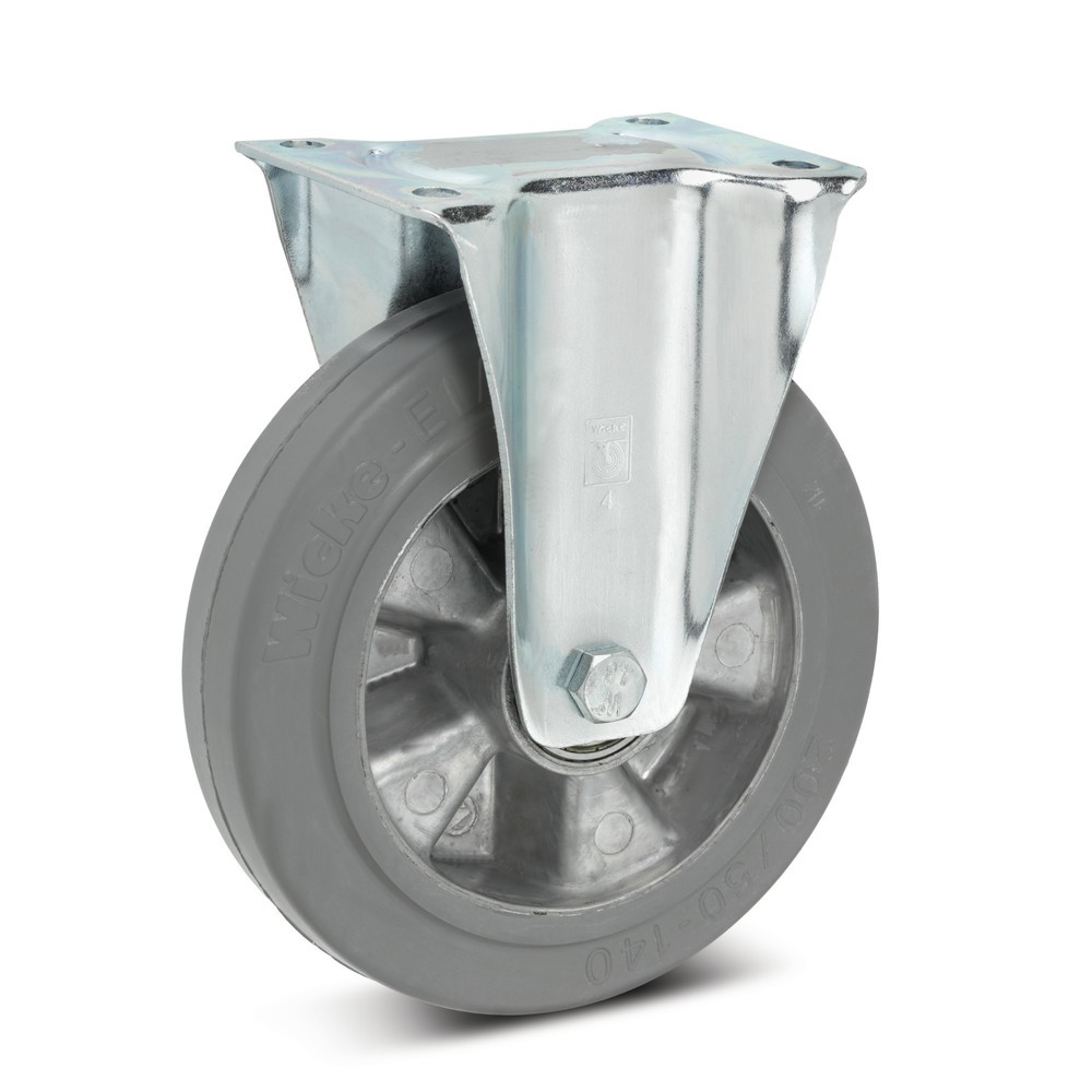 Illustration du produit: Roue fixe Wicke en caoutchouc plein élastique, jante en aluminium, ne laisse pas de traces, Ø x largeur 125 x 40 mm, capacité de charge 200 kg