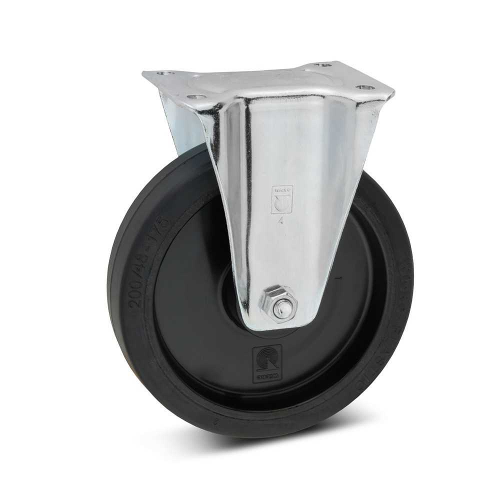 Illustration du produit: Roue fixe Wicke en caoutchouc plein élastique, jante en plastique, Ø x l 100 x 36 mm, capacité de charge 180 kg