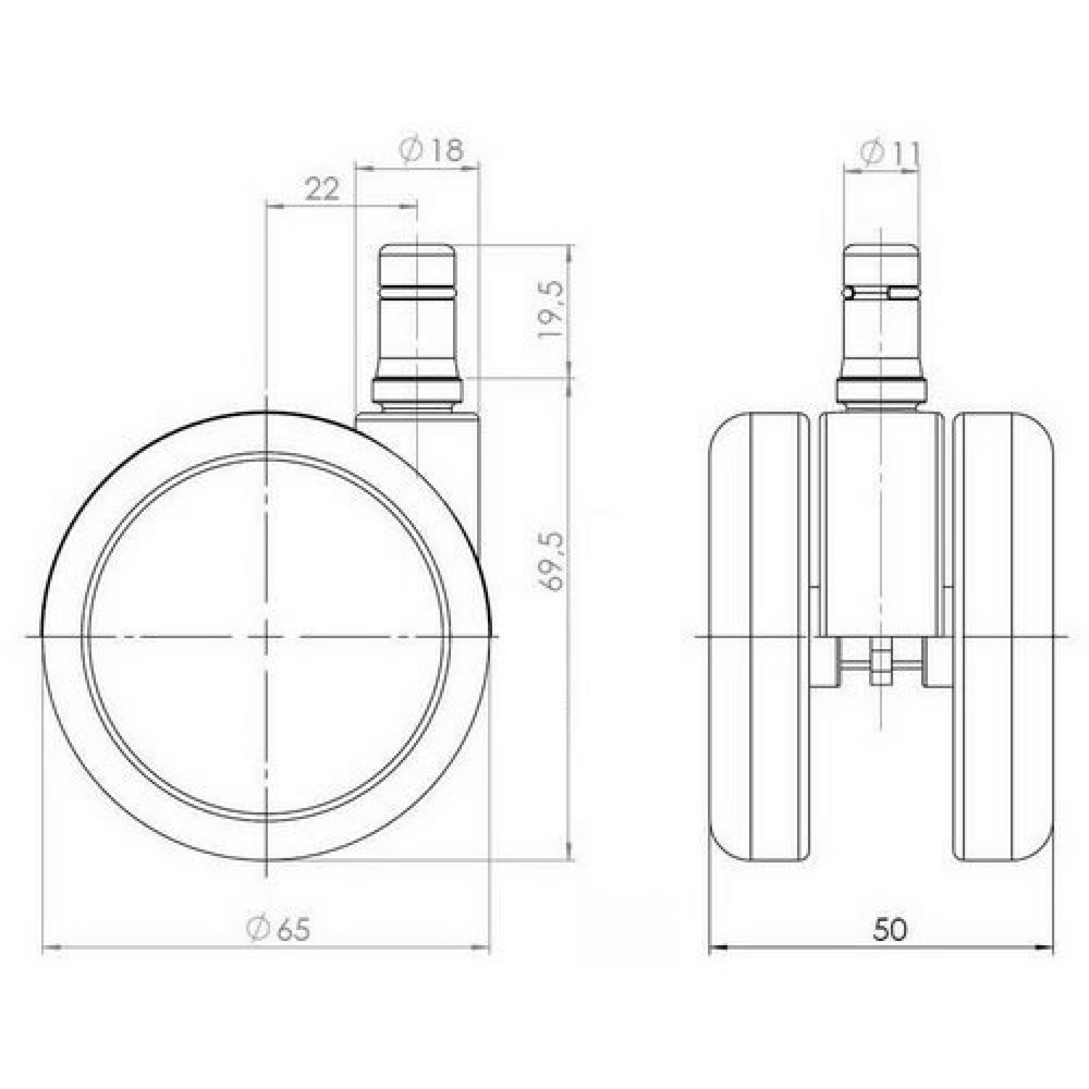Produktabbildung Nr. 4: 5x roulettes pour sols durs hjh OFFICE ROLO 11mm / 65mm Roulettes de chaise de bureau pour sols durs, (lot de 5)