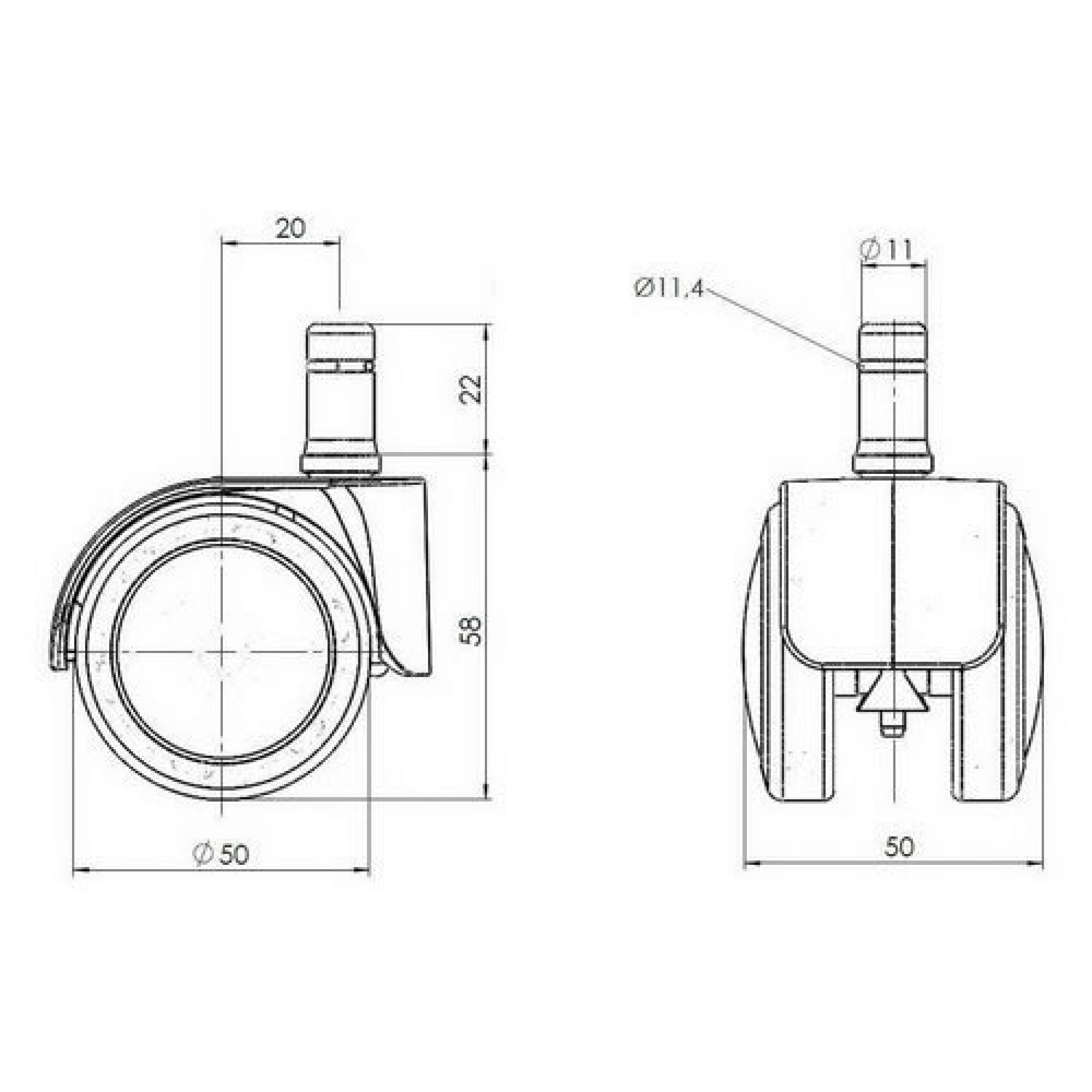 Produktabbildung Nr. 3: 5x roulettes design hjh OFFICE ROLO LUX 11mm / 50mm roulettes de chaise de bureau pour sols durs chromées, (lot de 5)