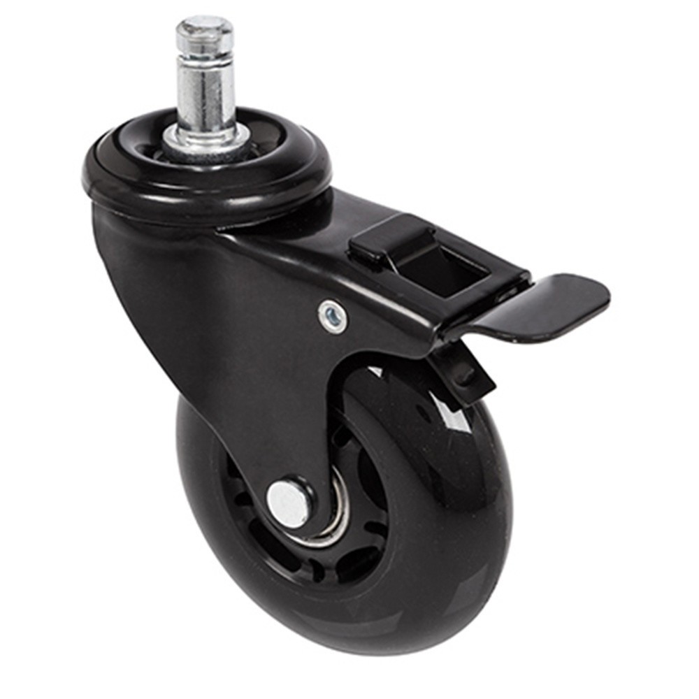 Illustration du produit: 5x roulettes pour sols durs hjh OFFICE ROLO SKATE 11 mm / 75 mm roulettes de chaise de bureau avec frein noir (lot de 5)