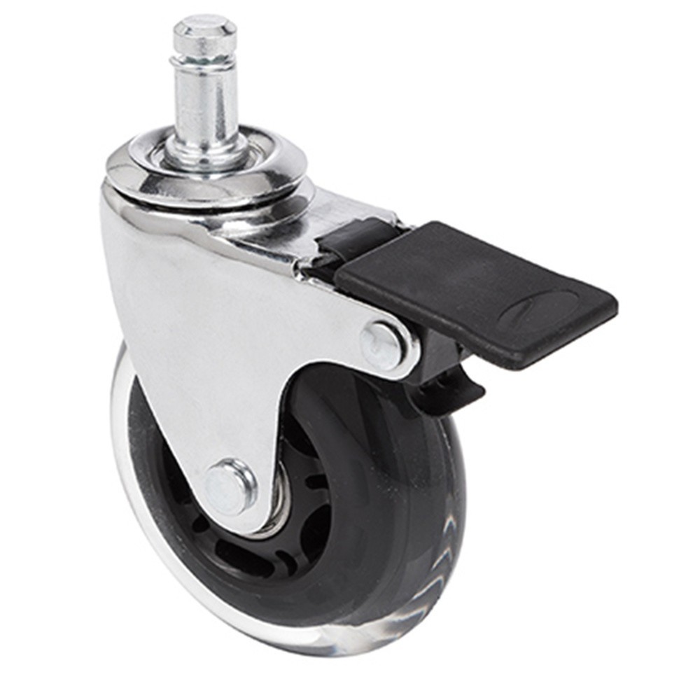 Produktabbildung Nr. 1: 5x roulettes pour sols durs hjh OFFICE ROLO SKATE 11 mm / 75 mm roulettes de chaise de bureau avec frein chromé transparent
