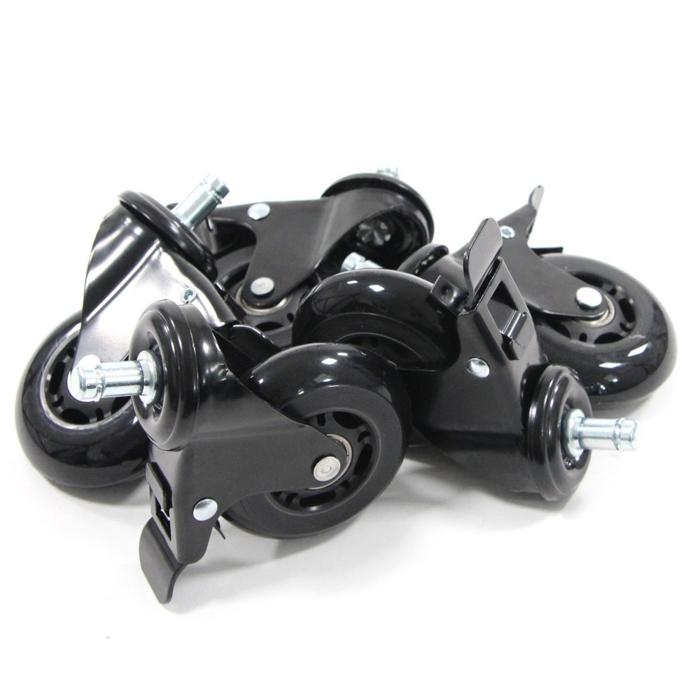 Produktabbildung Nr. 3: 5x roulettes pour sols durs hjh OFFICE ROLO SKATE 11 mm / 75 mm roulettes de chaise de bureau avec frein noir (lot de 5)