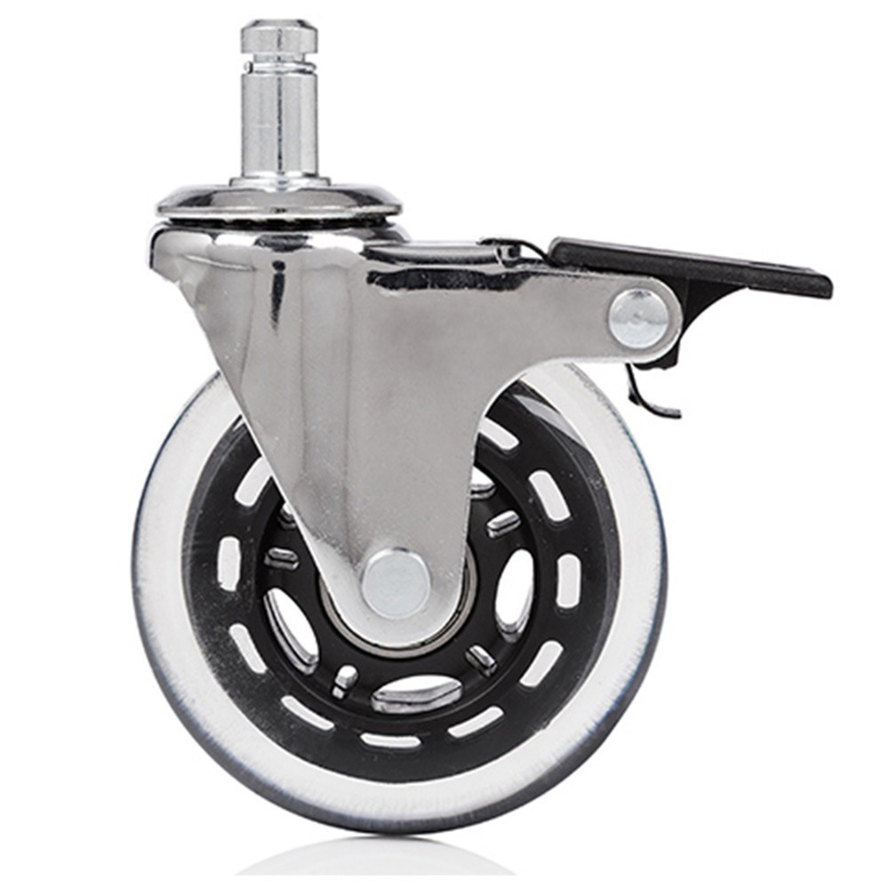 Produktabbildung Nr. 2: 5x roulettes pour sols durs hjh OFFICE ROLO SKATE 11 mm / 75 mm roulettes de chaise de bureau avec frein chromé transparent