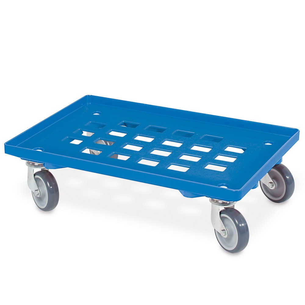 Illustration du produit: Rouleur de transport pour bacs Euro 600 x 400 mm, avec plateau grillagé, capacité de charge 250 kg, bleu