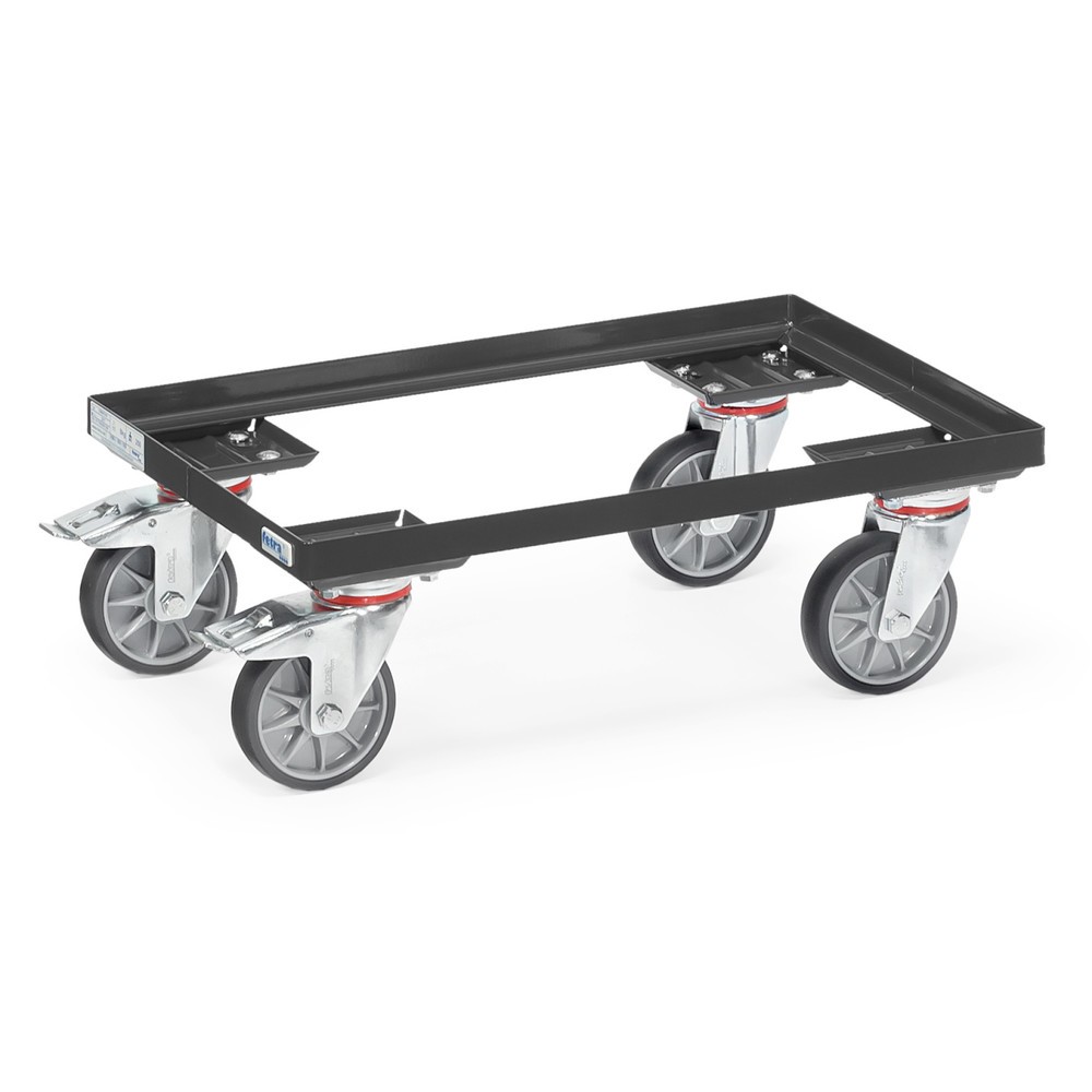 Illustration du produit: fetra® Rouleur pour bacs Euro en acier, capacité de charge 250 kg, surface de chargement lxP 610 x 410 mm, gris anthracite