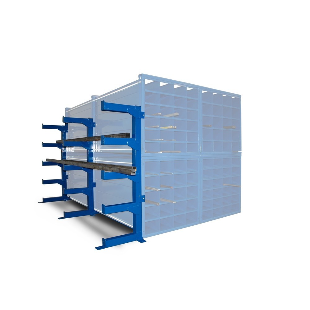 Produktabbildung: RR-Industrietechnik® Kragarmregal für 2-faches Wabenregal Typ RWR 1000, seitliche Montage