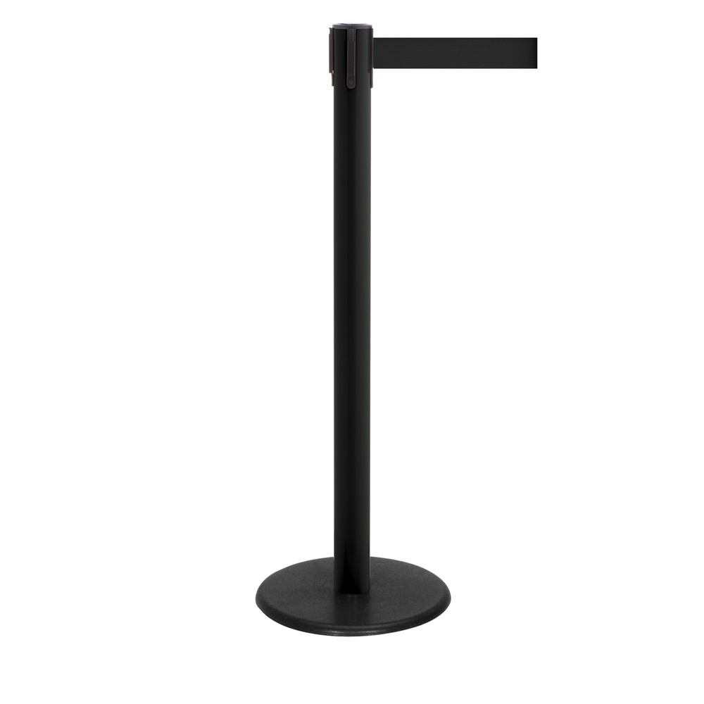 Produktabbildung Nr. 1: RS-GUIDESYSTEMS® Gurt-Absperrpfosten, Bodenteller aus Guss, Gurtbreite 50 mm, schwarz, schwarz, 4,0 m