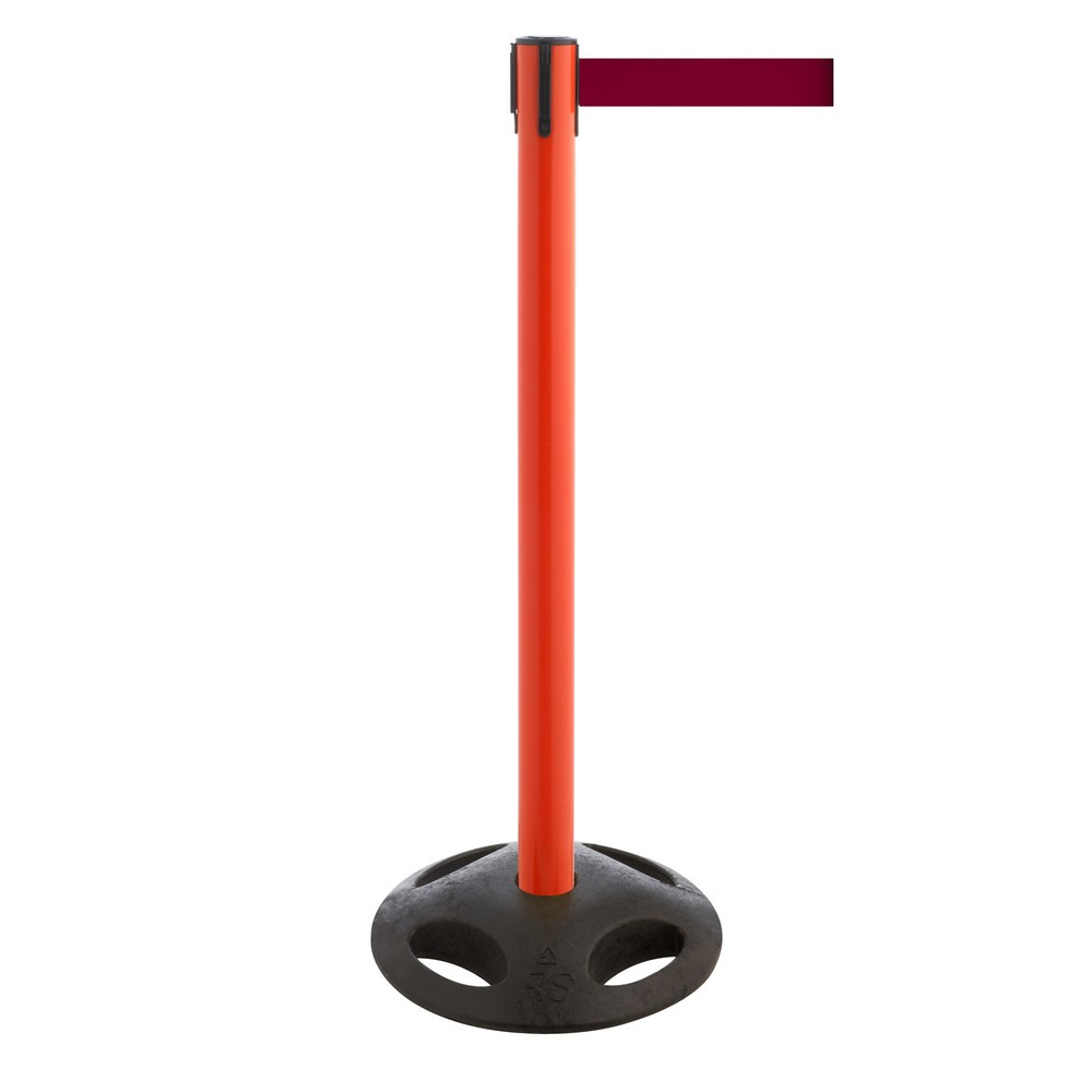 Produktabbildung: RS-GUIDESYSTEMS® Gurt-Absperrpfosten, Bodenteller aus Verbundwerkstoff, Gurtbreite 100 mm, rot, burgunder