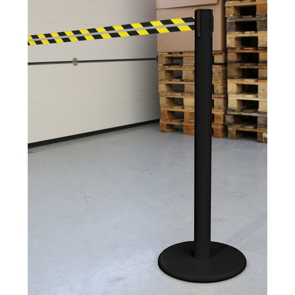 Produktabbildung Nr. 4: RS-GUIDESYSTEMS® Gurt-Absperrpfosten GLA 45-J REFLECTO, Länge 3,5 m, Breite 50 mm, Pfosten schwarz, Gurt schwarz/gelb