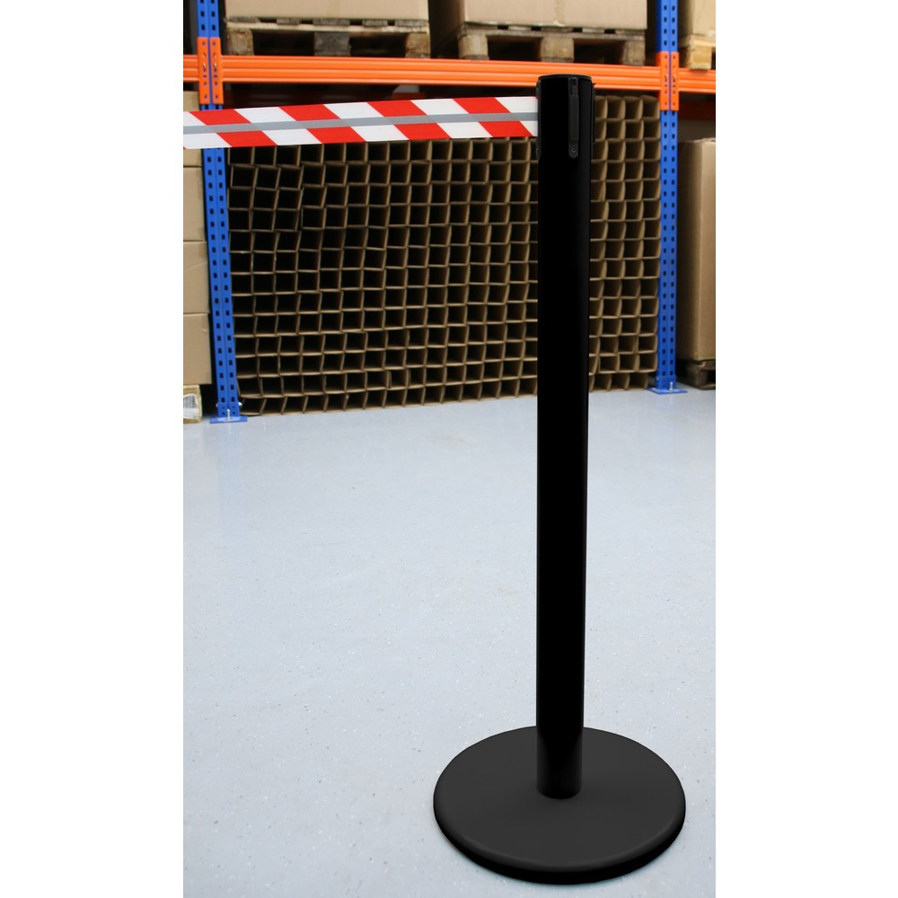 Produktabbildung Nr. 3: RS-GUIDESYSTEMS® Gurt-Absperrpfosten GLA 45-J REFLECTO, Länge 2,3 m, Breite 50 mm, Pfosten schwarz, Gurt rot/weiss
