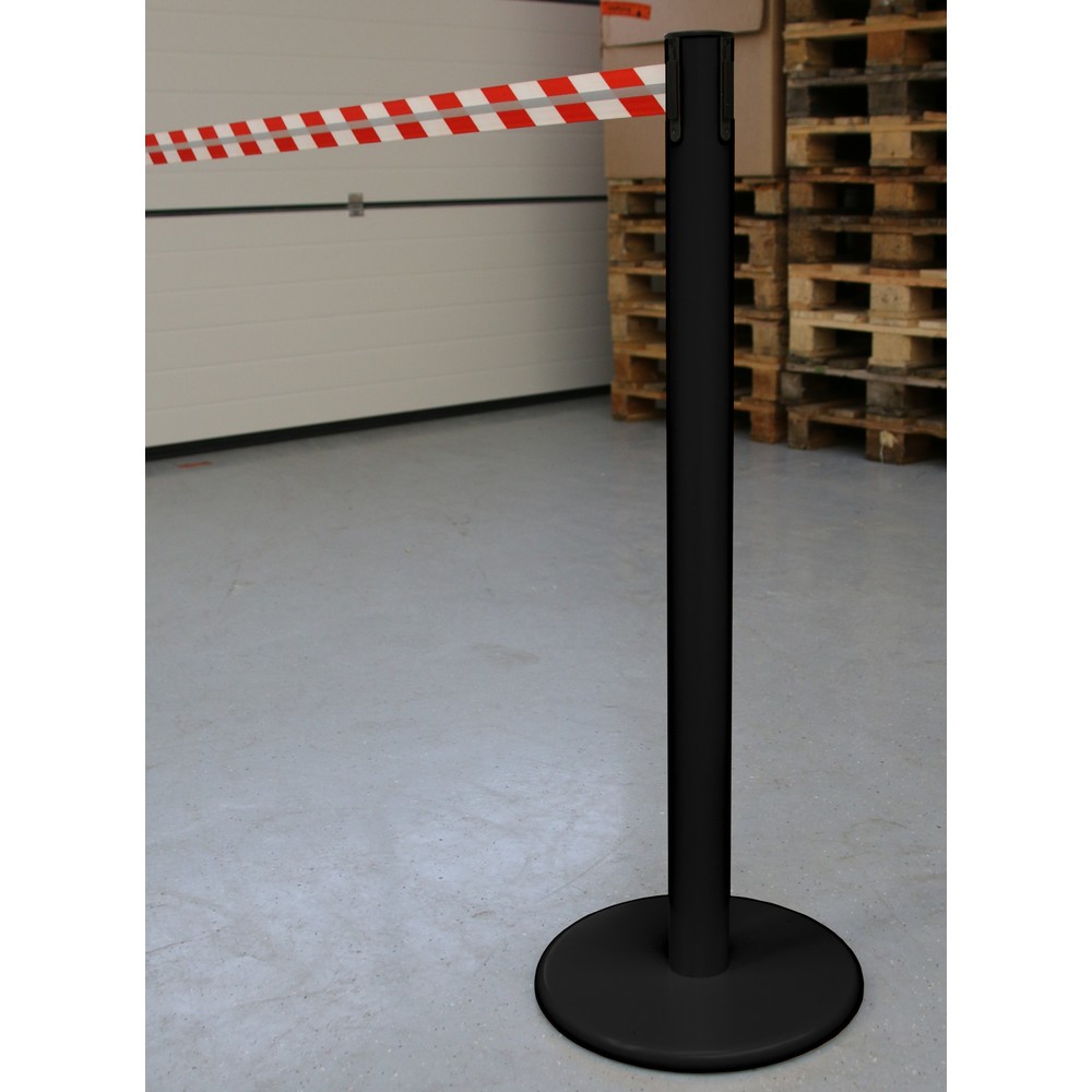 Produktabbildung Nr. 4: RS-GUIDESYSTEMS® Gurt-Absperrpfosten GLA 45-J REFLECTO, Länge 3,5 m, Breite 50 mm, Pfosten schwarz, Gurt rot/weiss