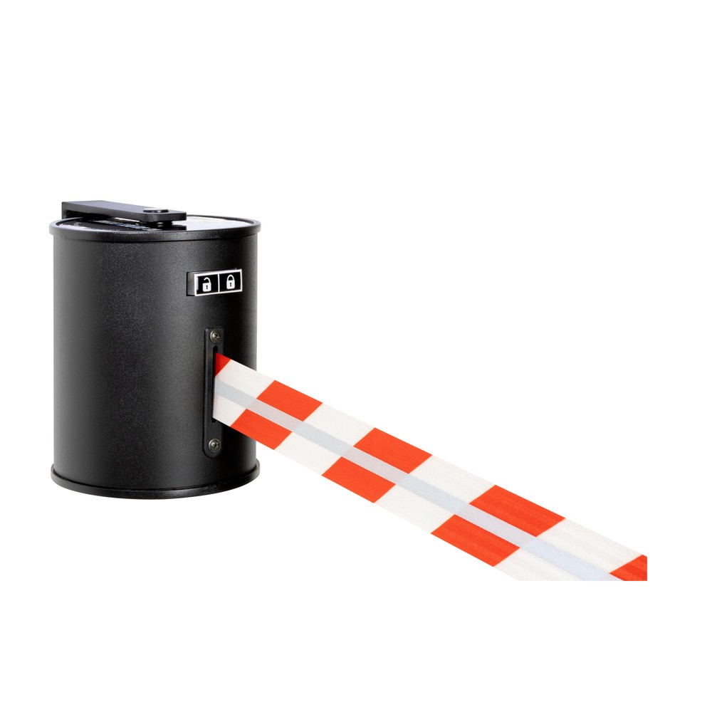 Produktabbildung Nr. 1: RS-GUIDESYSTEMS® Gurtkassette GLW 1800 REFLECTO, Wandmontage, Länge 18 m, Breite 50 mm, Gehäuse schwarz, Gurt rot/weiss