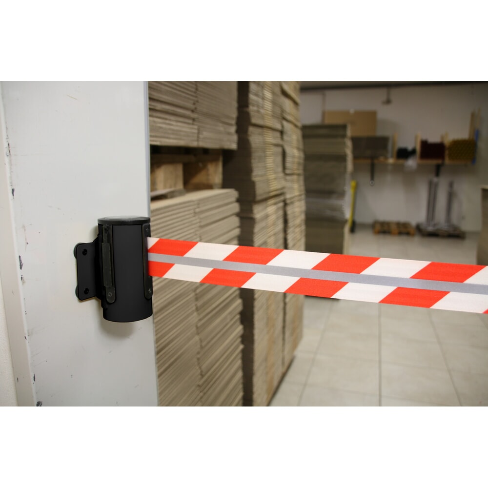 Produktabbildung Nr. 3: RS-GUIDESYSTEMS® Gurtkassette GLW 25-J REFLECTO, Wandmontage, Länge 4 m, Breite 50 mm, Gehäuse schwarz, Gurt rot/weiss