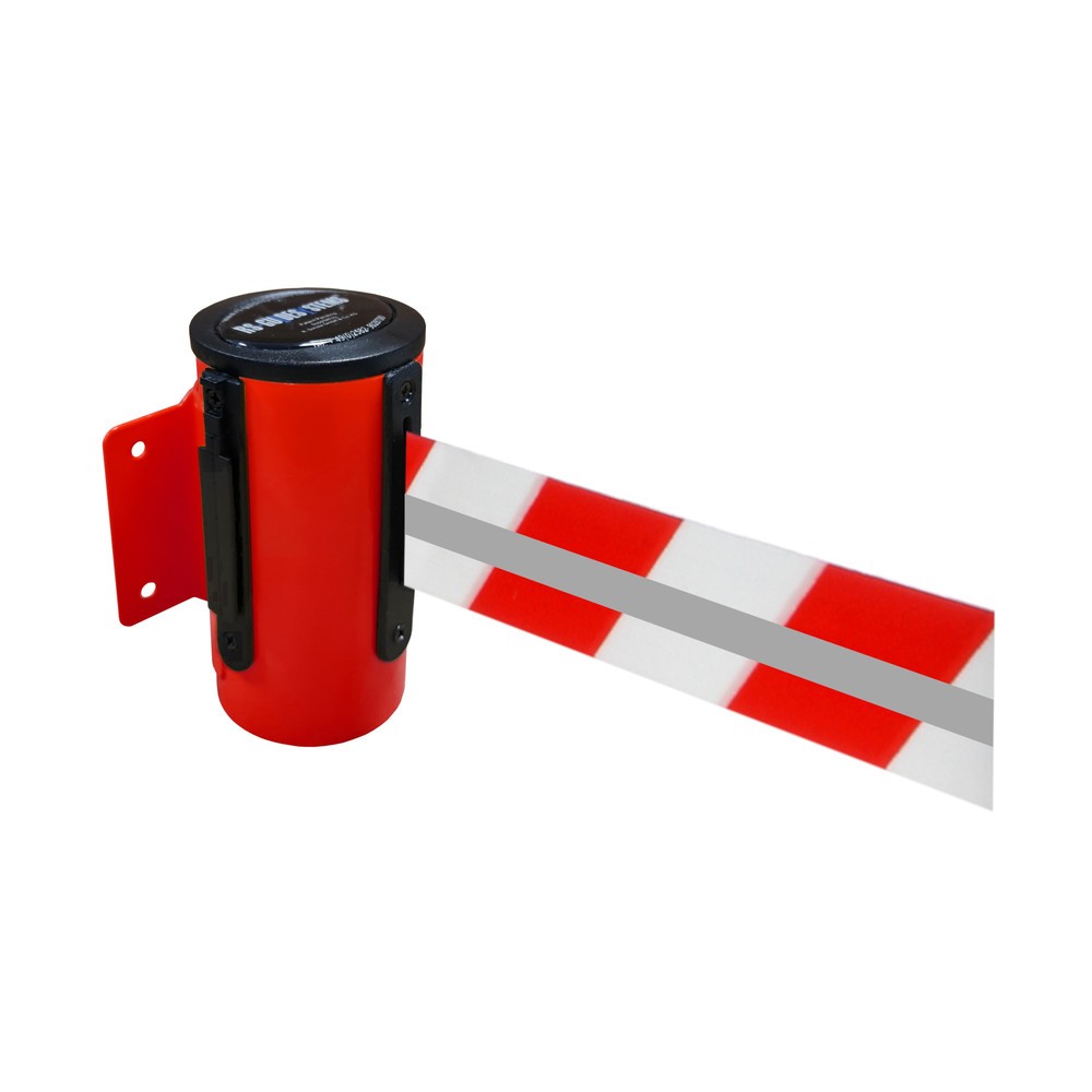 Produktabbildung Nr. 1: RS-GUIDESYSTEMS® Gurtkassette GLW 45-D REFLECTO, Wandmontage, Länge 2,3 m, Breite 50 mm, Gehäuse rot, Gurt rot/weiss