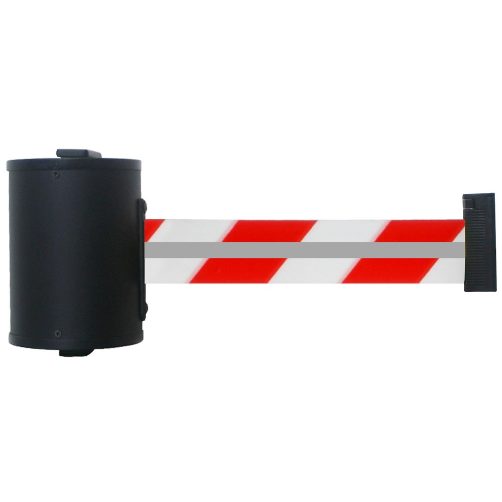 Produktabbildung Nr. 1: RS-GUIDESYSTEMS® Gurtkassette GLW 700 REFLECTO, Wandmontage, Länge 7 m, Breite 50 mm, Gehäuse schwarz, Gurt rot/weiss