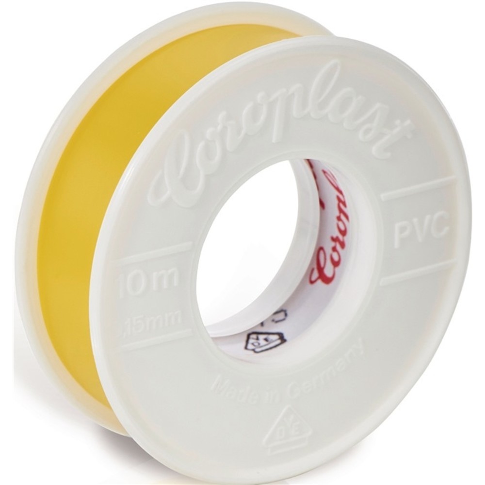 N° de l'image du produit 2 : Ruban isolant électrique 302 jaune longueur 10 m largeur 15 mm rouleau COROPLAST