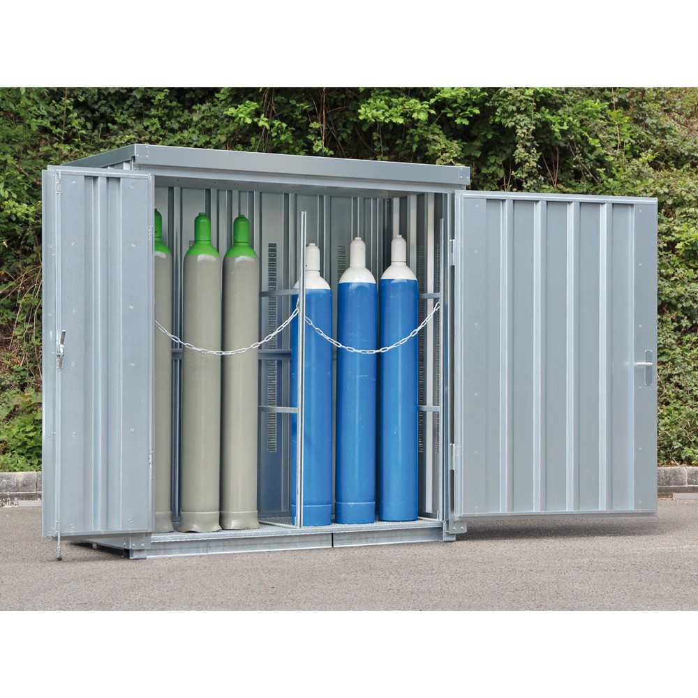 Produktabbildung: SAFE Gasflaschen-Lagercontainer mit Bodenrahmen, HxBxT 2.250 x 2.100 x 1.140 mm