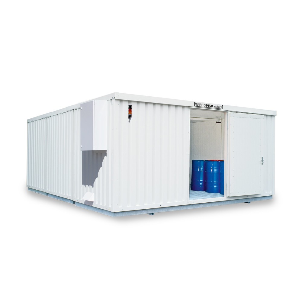Produktabbildung Nr. 1: SAFE Tank Gefahrstoffcontainer 5000 CONTROL isoliert, automatisierte Explosionsschutzeinrichtung für höchste Energieeffizienz u. Sicherheit, Masse aussen 5380x6520x2520 mm, Einzelflügeltür, seitlich in 6 m Seite, Lagerfläche 32 m²