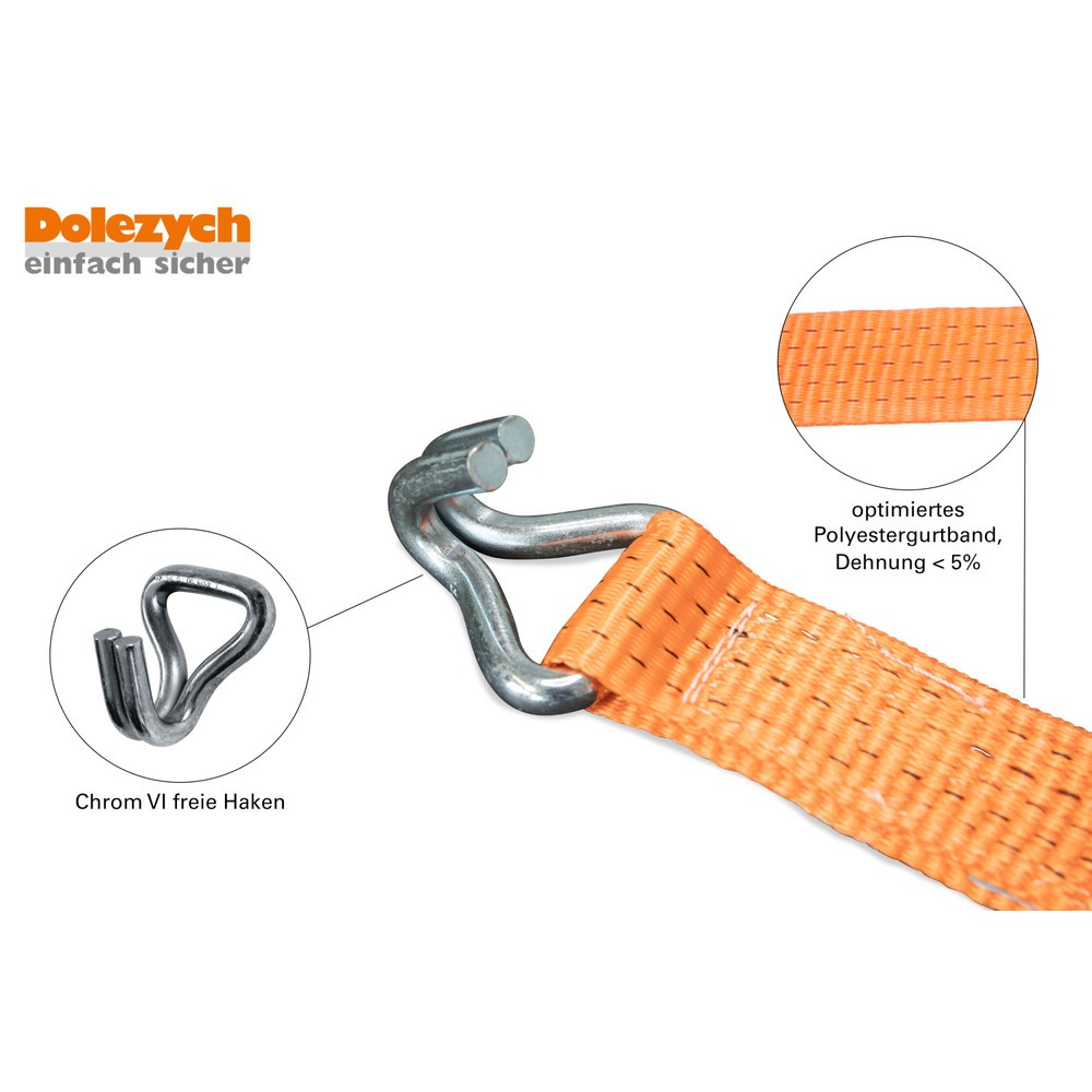 Produktabbildung Nr. 2: Dolezych Domulti 5000 Sangle d'arrimage avec cliquet à levier long et crochet profilé, longueur 8 m