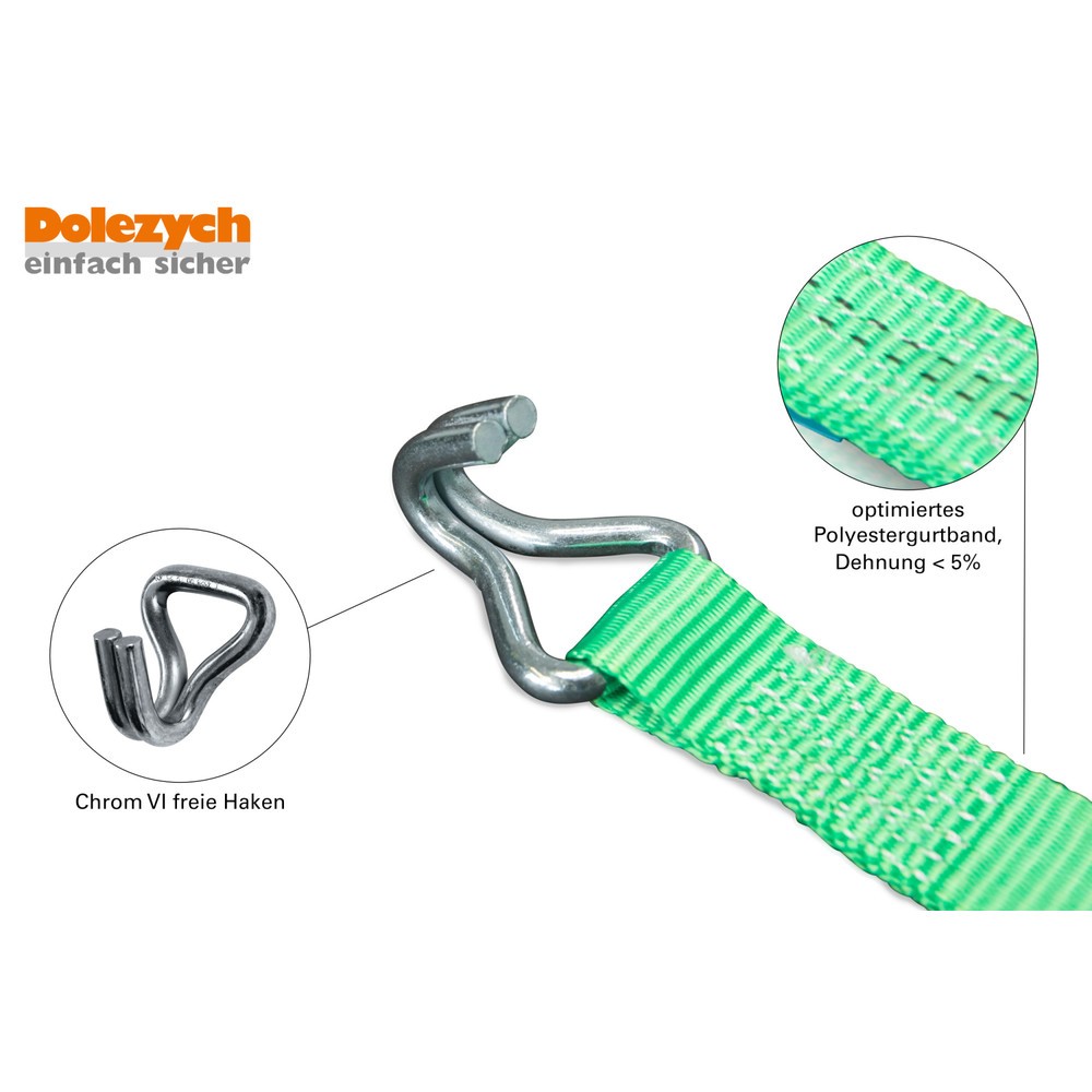 Produktabbildung Nr. 2: Sangle d'arrimage Dolezych DoZurr 2000, avec cliquet à pression et crochet profilé, longueur 4 m