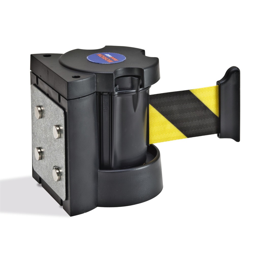 Produktabbildung Nr. 1: Sangle murale, auto-rétractable, avec frein centrifuge, longueur 4 m, striée en diagonale noir/jaune
