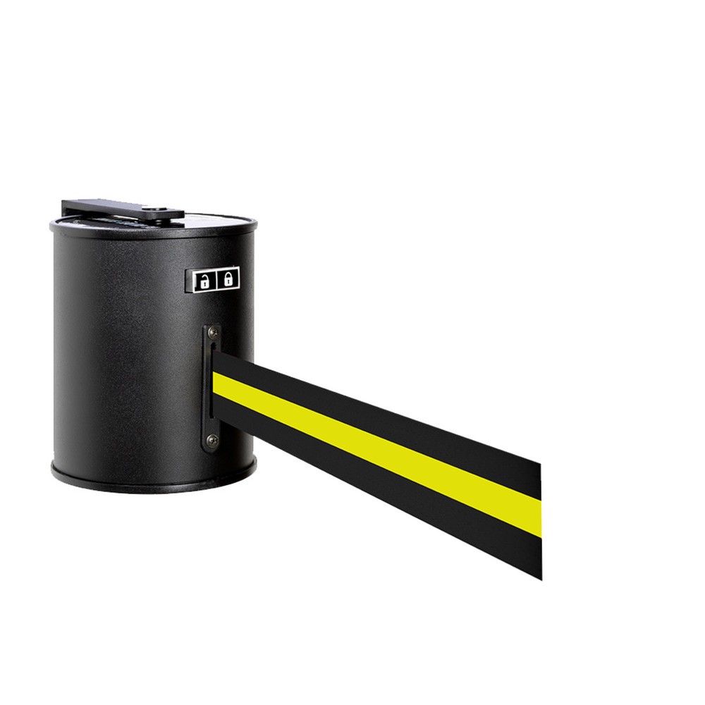 Produktabbildung Nr. 1: Sangle murale RS-GUIDESYSTEMS® avec boîtier métallique, longueur d'extension 20 m, strié à l'horizontale noir / jaune