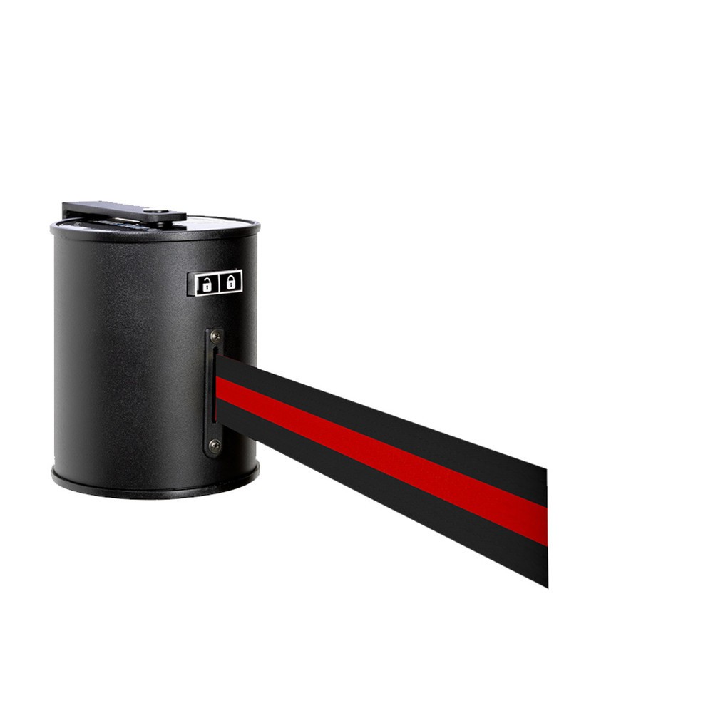 Produktabbildung Nr. 1: Sangle murale RS-GUIDESYSTEMS® avec boîtier métallique, longueur d'extension 20 m, strié à l'horizontale noir/rouge