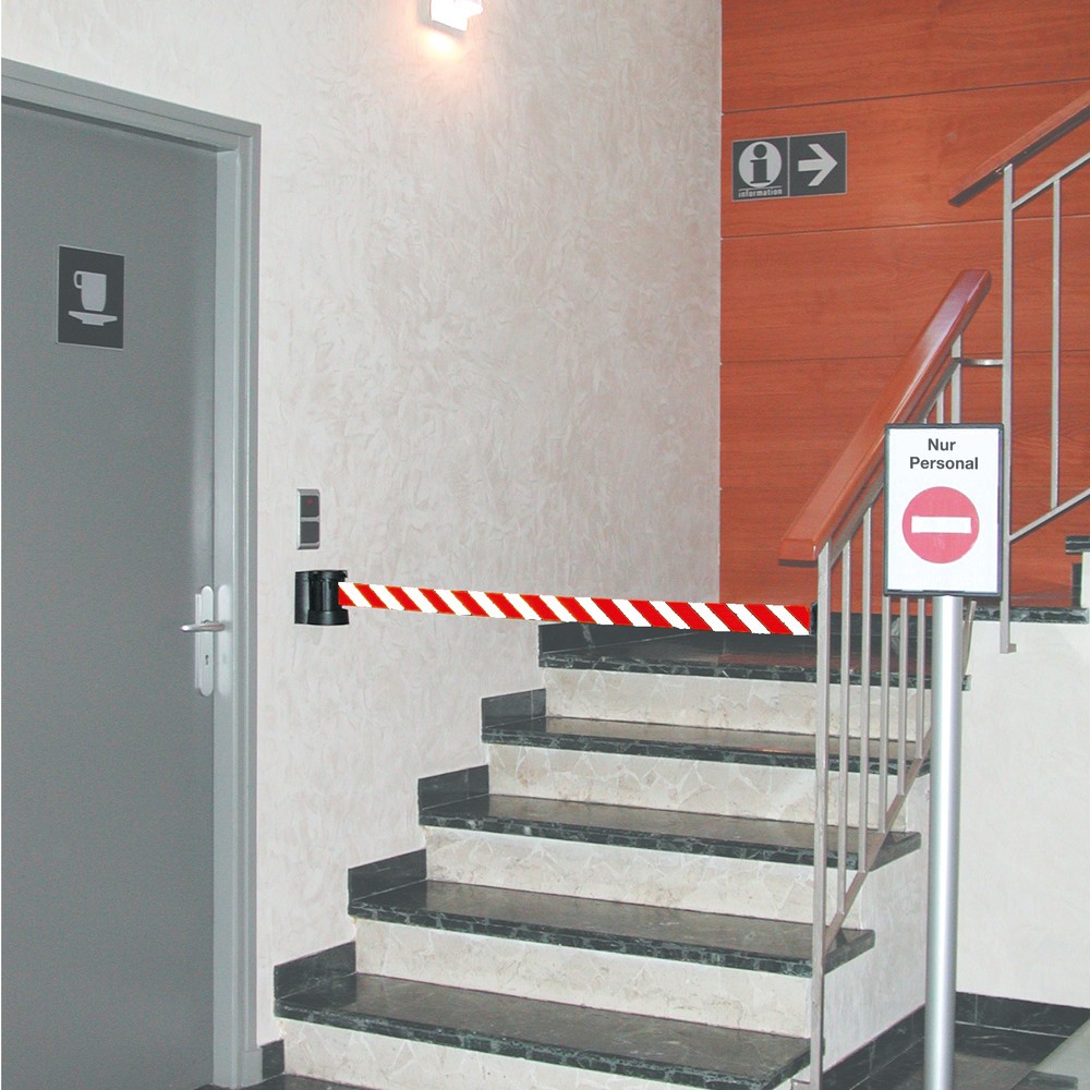 Produktabbildung Nr. 2: Sangle murale à accrocher, longueur 3 m, striée en diagonale rouge/blanc
