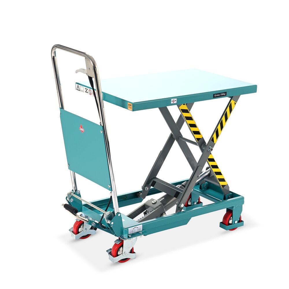 Produktabbildung: Scheren-Hubtischwagen Ameise® LTT 0.3 mit Einfach-Schere, klappbarer Bügel, Tragkraft 300 kg, Plattform à 850 x 500 mm