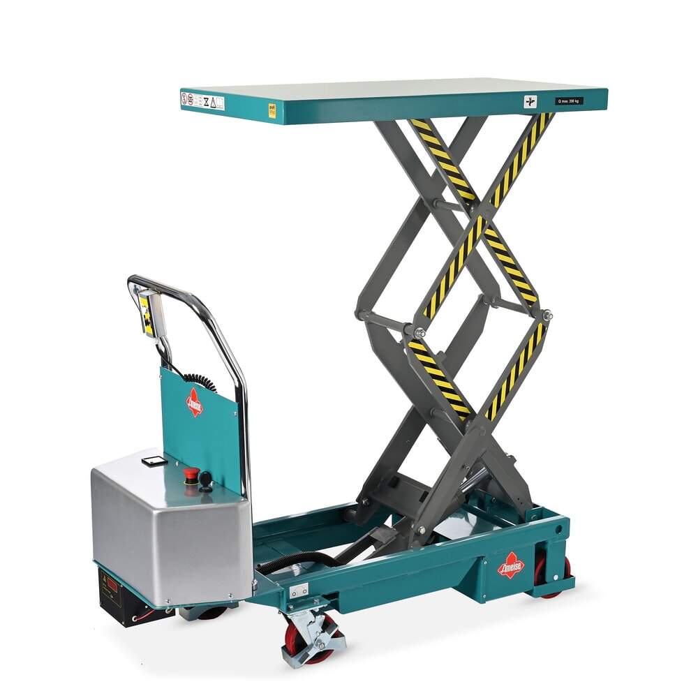 Produktabbildung: Scheren-Hubtischwagen Ameise® LTT 0.35 mit Doppel-Schere, elektrisch, Tragkraft 350 kg, Plattform à 910 x 500 mm