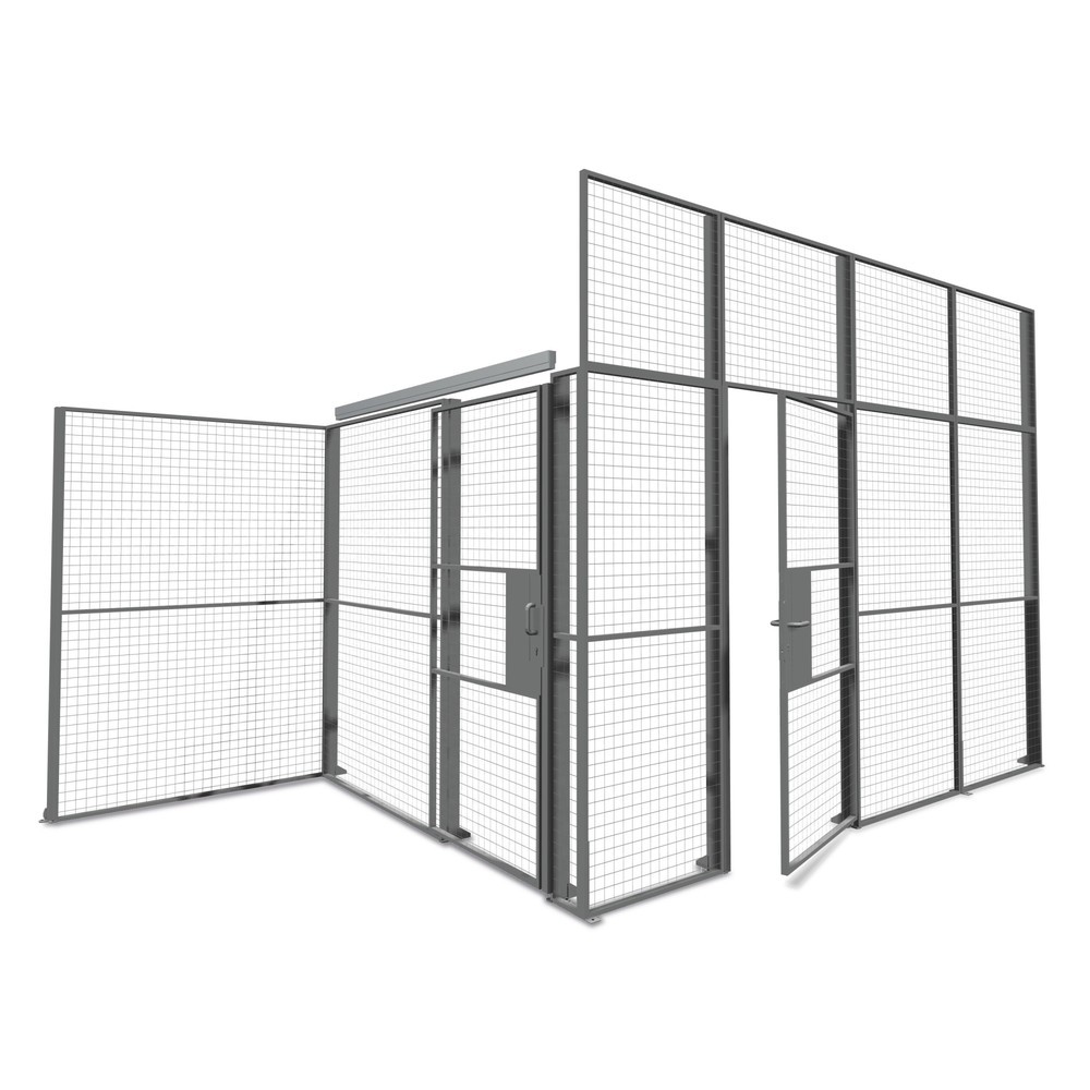 Produktabbildung: Doppelflügeltür für TROAX® Trennwandsystem, für Lagertrennwand, Breite 2.400 mm, Vorhängeschloss
