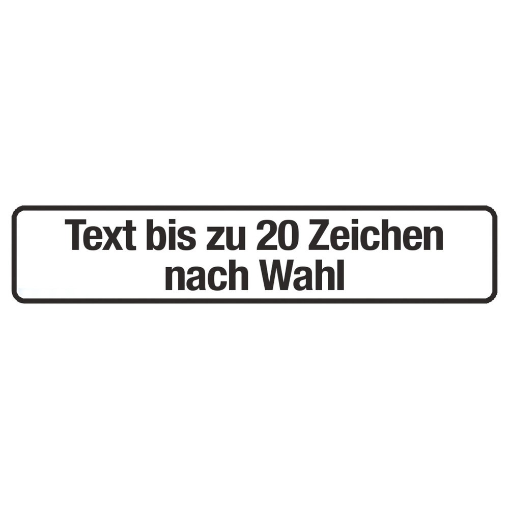 Produktabbildung: Schild, Text nach Wunsch, bis zu 20 Zeichen, HxB 110 x 520 mm, Alu