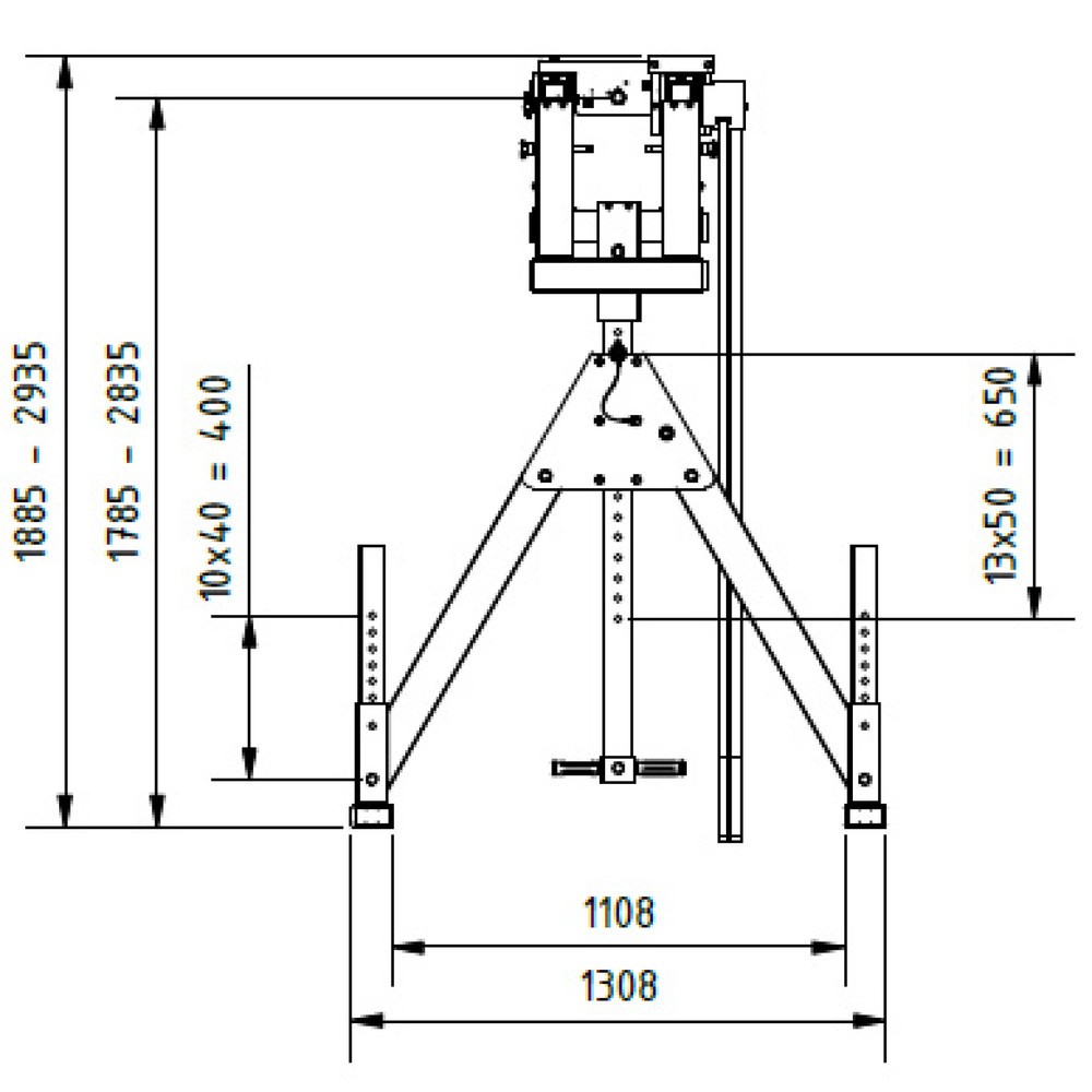 Produktabbildung Nr. 7: SCHILLING Alu-Portalkran mit teilbarem Doppelträger, Einhängepunkt 1.785-2.835 mm, Länge 4.000 mm, TK 1.500 kg