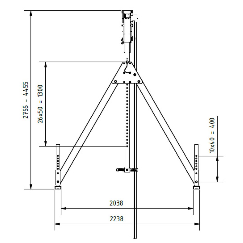 Produktabbildung Nr. 4: SCHILLING Alu-Portalkran mit teilbarem Träger, Einhängepunkt 2.310-4.010 mm, Länge 4.000 mm, TK 1.000 kg