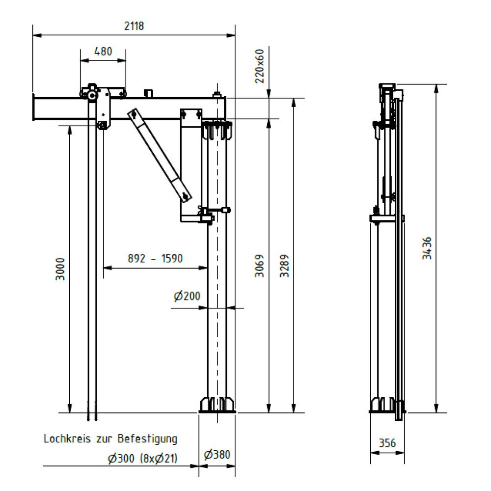 Produktabbildung Nr. 2: SCHILLING Potence en aluminium, point d’accrochage 3 000 mm, flèche 2 000 mm, capacité de charge 250 kg