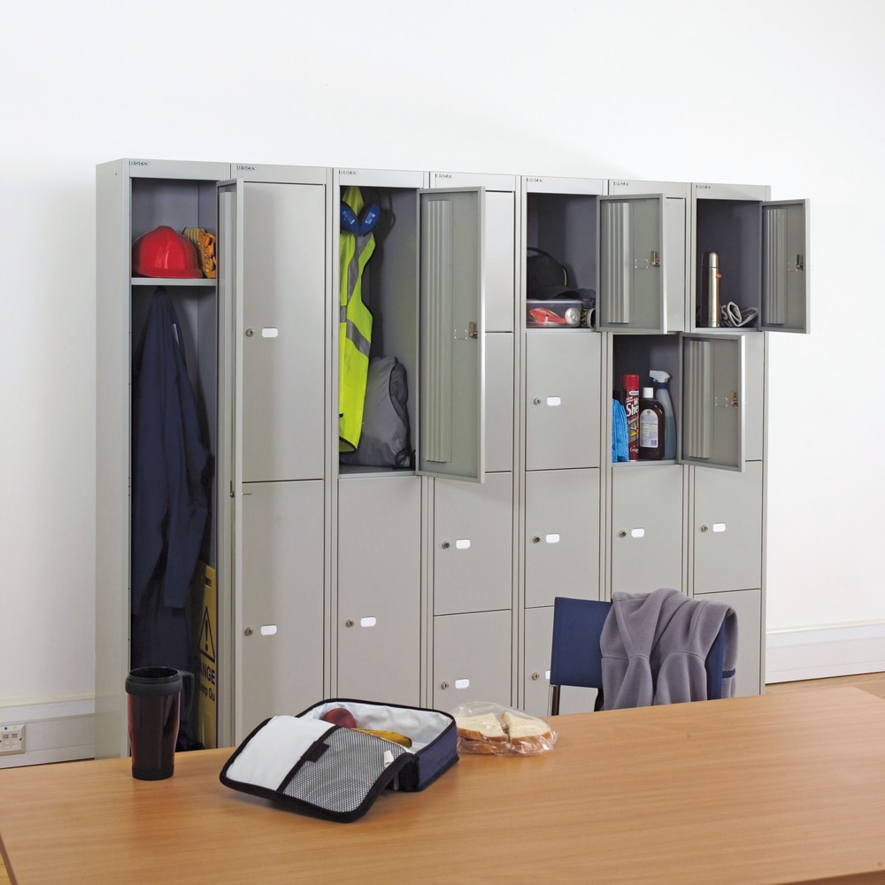 Produktabbildung: BISLEY Schliessfachschrank, 4 Fächer, Tiefe 457 mm, oxfordblau