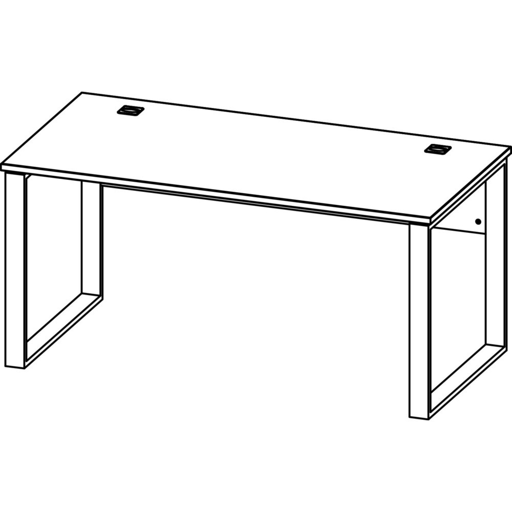 Produktabbildung Nr. 7: Schreibtisch LIONI, mit Metallkufen, 1.170 x 1.200 mm, Weiss/Navarra-Eiche-Nb.