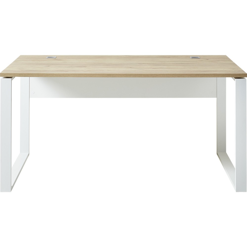 Produktabbildung Nr. 9: Schreibtisch LIONI, mit Metallkufen, 1.170 x 1.200 mm, Weiss/Navarra-Eiche-Nb.