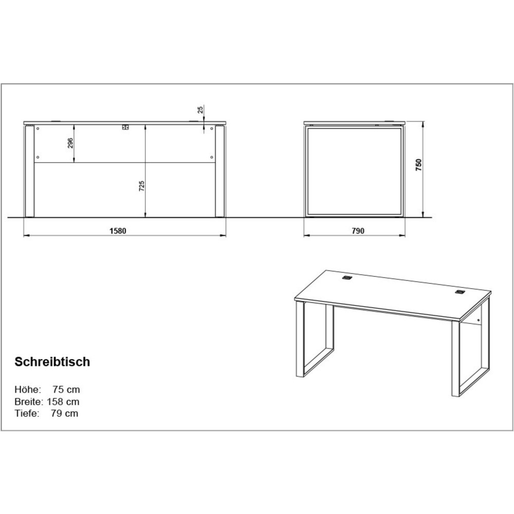 Produktabbildung Nr. 11: Schreibtisch LIONI, mit Metallkufen, 1.170 x 1.200 mm, Weiss/Navarra-Eiche-Nb.