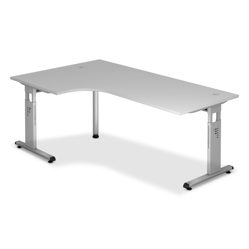 Produktabbildung: Schreibtisch Solid, Winkelform 90 °, C-Fuss-Gestell, BxT 2.000 x 1.200 mm, grau