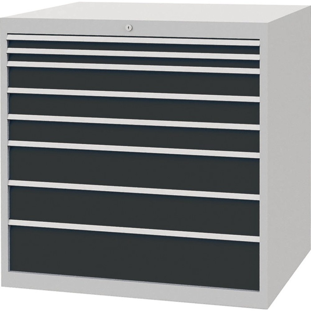 Produktabbildung: Schubladenschrank, lichtgrau/anthrazitgrau 8 Schubl., H1019xB1005xT736mm, Vollauszug