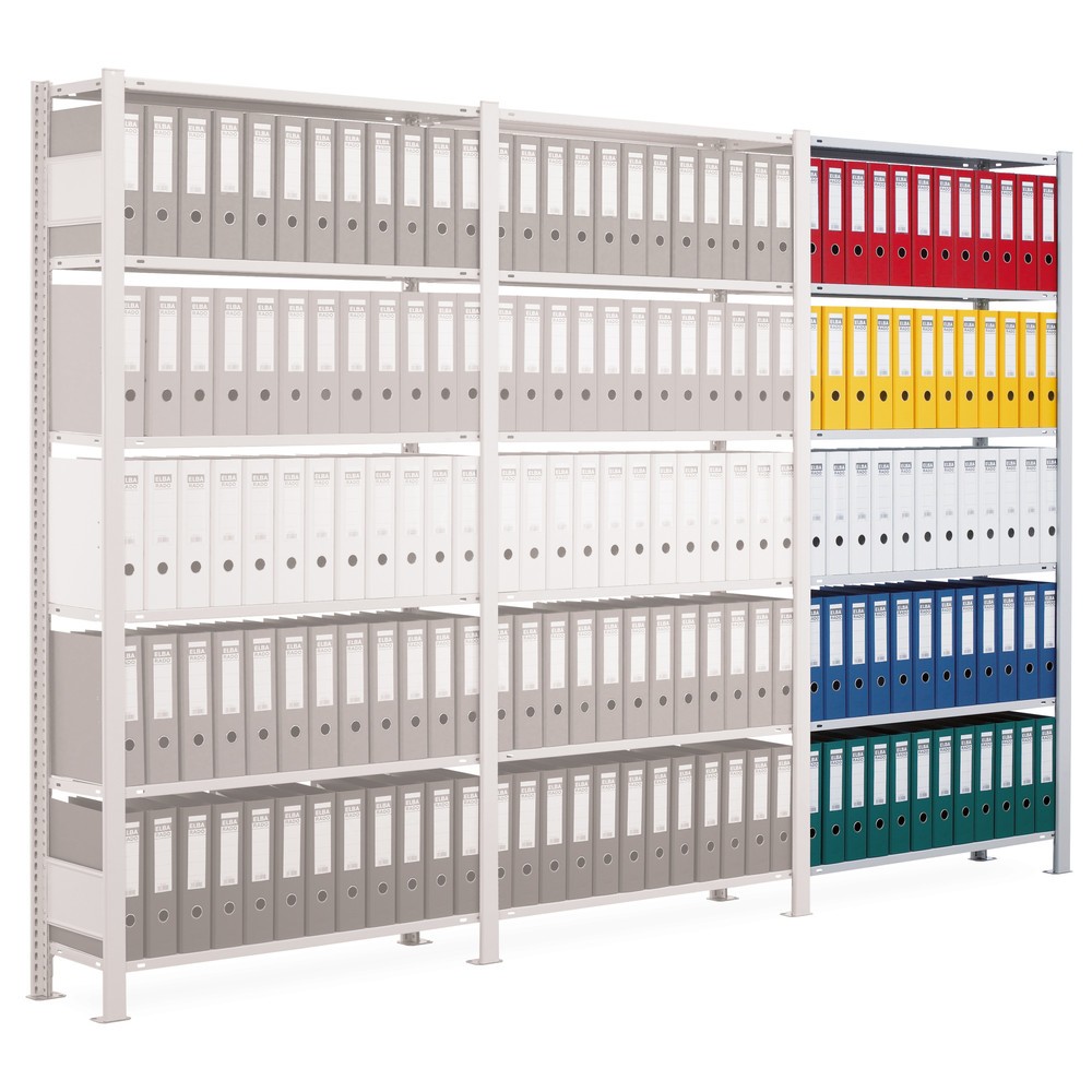 Produktabbildung: SCHULTE Aktenregal AF, einseitig, mit Endanschlägen, FL 85 kg, HxBxT 2.500 x 1.300 x 300 mm