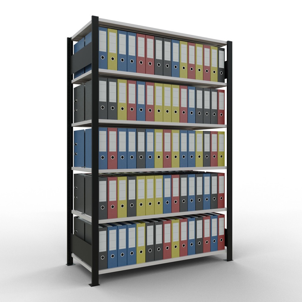 Produktabbildung Nr. 2: SCHULTE Aktenregal GF, doppelseitig, mit Mittelanschlägen, FL 150 kg,, schwarz, HxBxT 2.000 x 1.300 x 600 mm