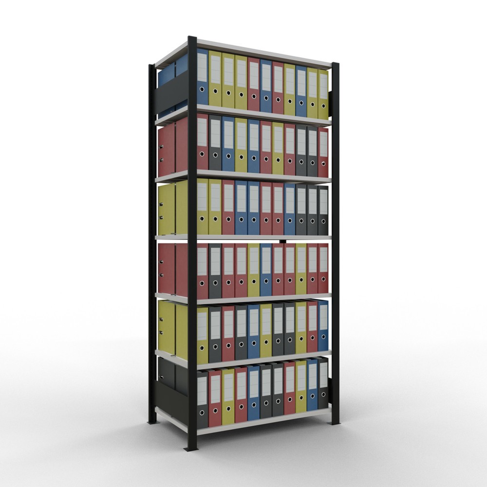 Produktabbildung Nr. 2: SCHULTE Aktenregal GF, doppelseitig, mit Mittelanschlägen, FL 150 kg,, schwarz, HxBxT 2.300 x 1.000 x 600 mm