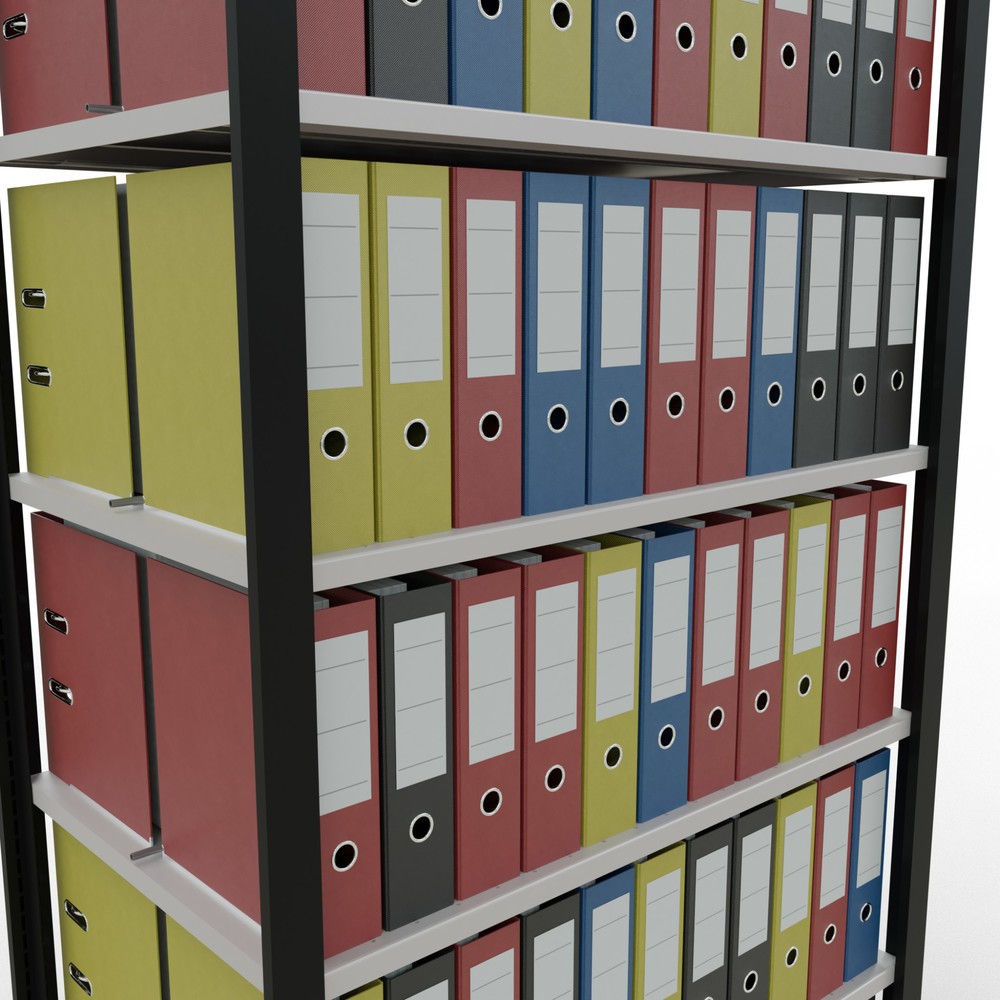 Produktabbildung Nr. 3: SCHULTE Aktenregal GF, doppelseitig, mit Mittelanschlägen, FL 150 kg,, schwarz, HxBxT 2.300 x 1.000 x 600 mm