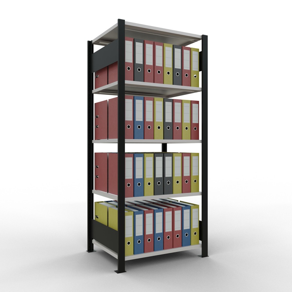 Produktabbildung Nr. 2: SCHULTE Aktenregal GF, doppelseitig, ohne Mittelanschläge, FL 150 kg, schwarz, HxBxT 1.800 x 750 x 600 mm