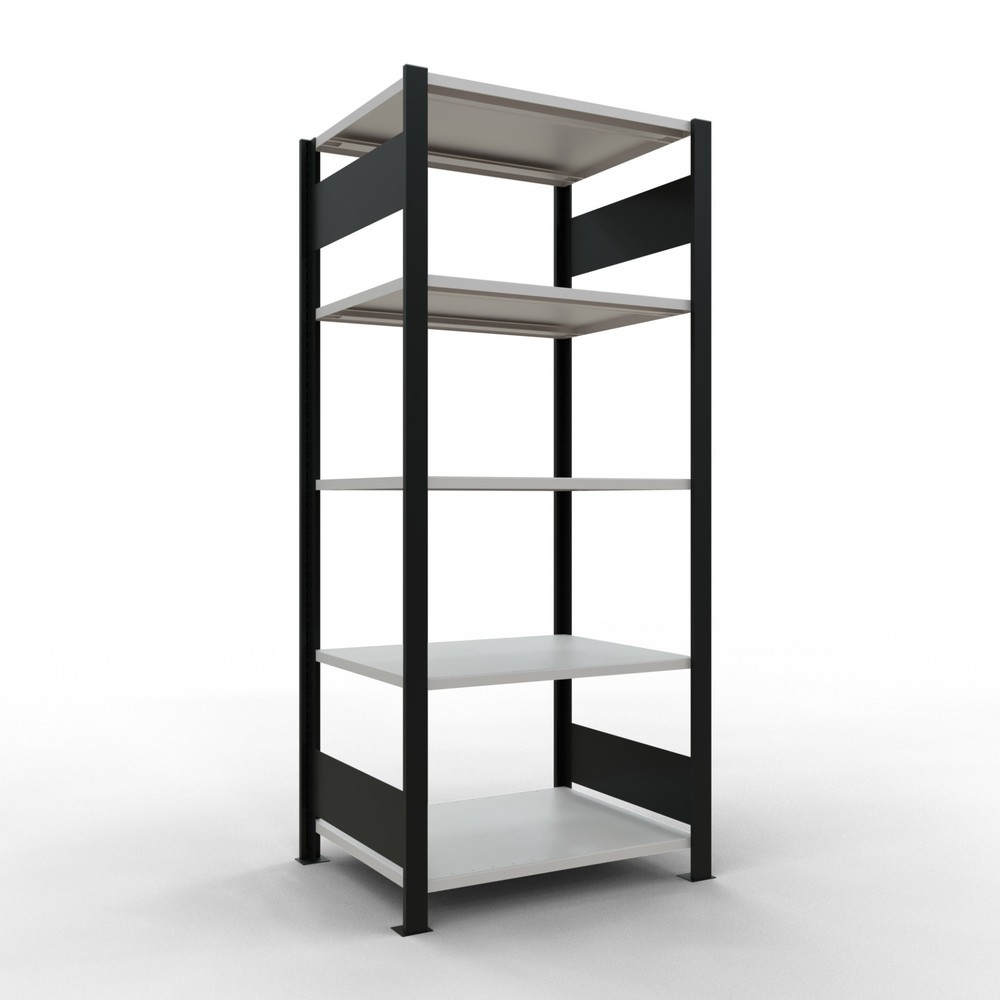Produktabbildung: SCHULTE Aktenregal GF, doppelseitig, ohne Mittelanschläge, FL 150 kg, schwarz, HxBxT 1.800 x 750 x 600 mm