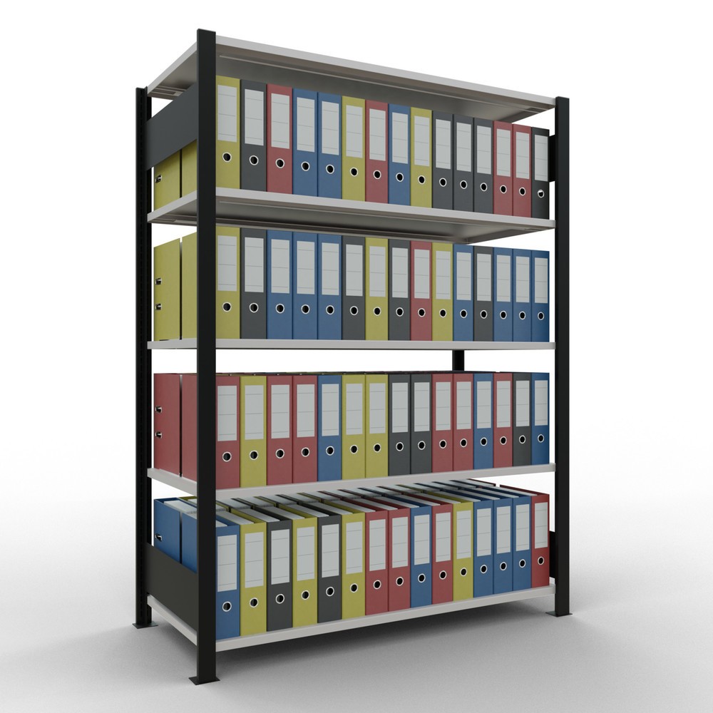 Produktabbildung Nr. 2: SCHULTE Aktenregal GF, doppelseitig, ohne Mittelanschläge, FL 150 kg, schwarz, HxBxT 1.800 x 1.300 x 600 mm